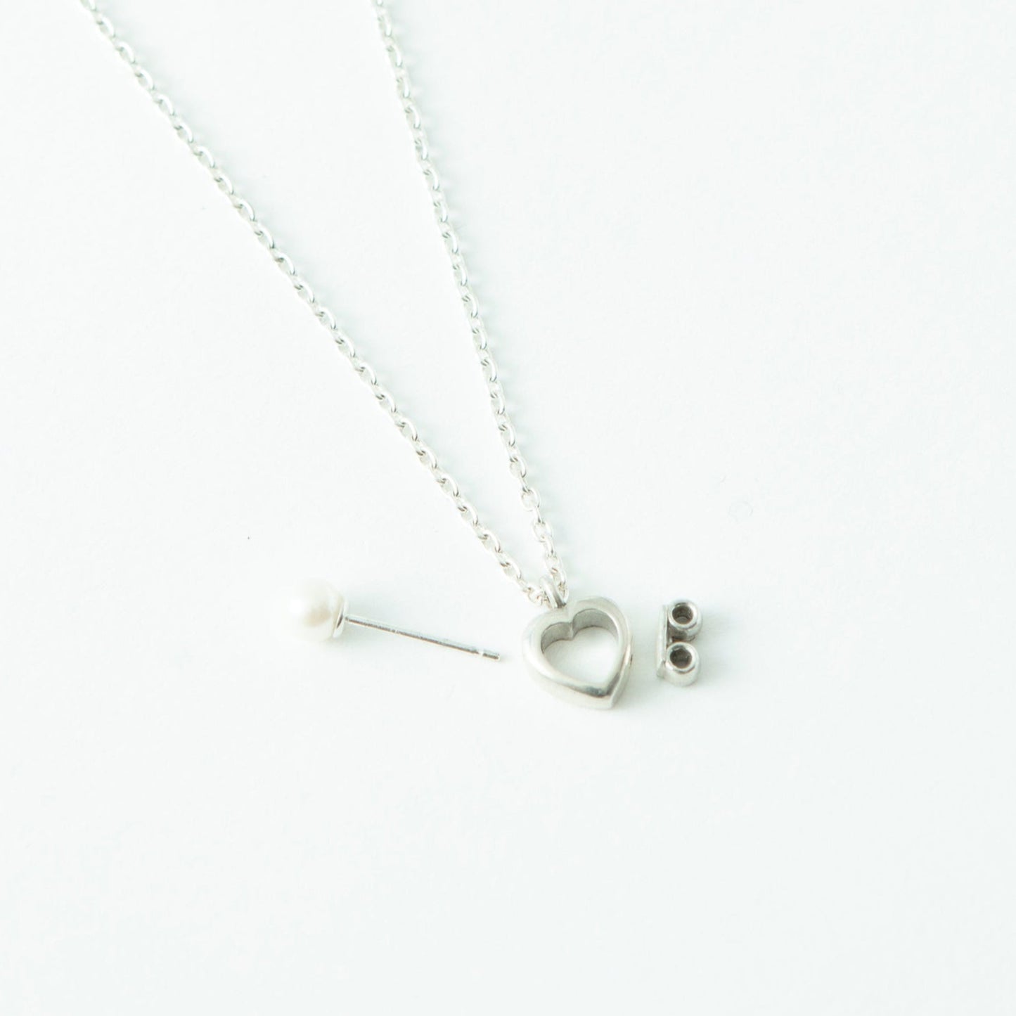 "Through the Heart -Pearl-" - Necklace&Pierce