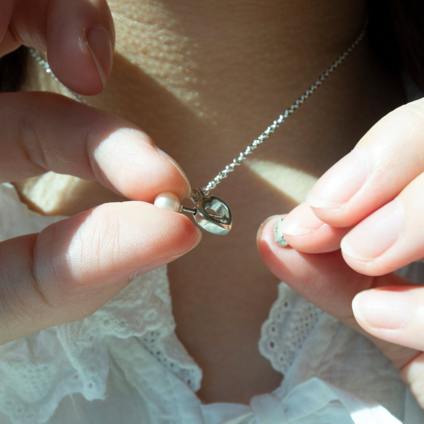 "Through the Heart -Pearl-" - Necklace&Pierce