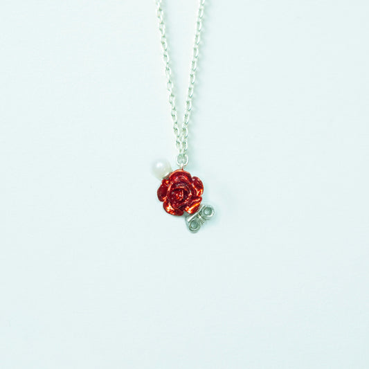 "Through the Rose -Pearl-" - Necklace&Pierce
