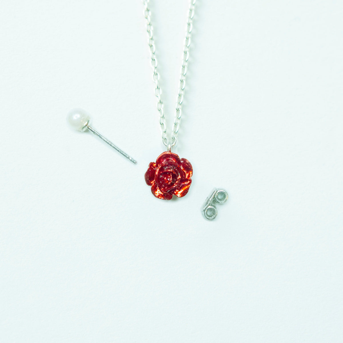 "Through the Rose -Pearl-" - Necklace&Pierce
